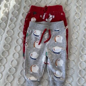 Primark Red and Gray Snowman Pajama Pants
